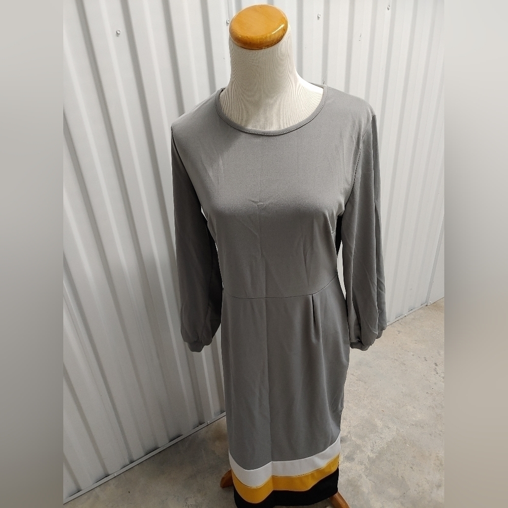 NEW GRAY CLASSY FASHIONABLE DRESS PLUS SIZE 1XL - Picture 6 of 7